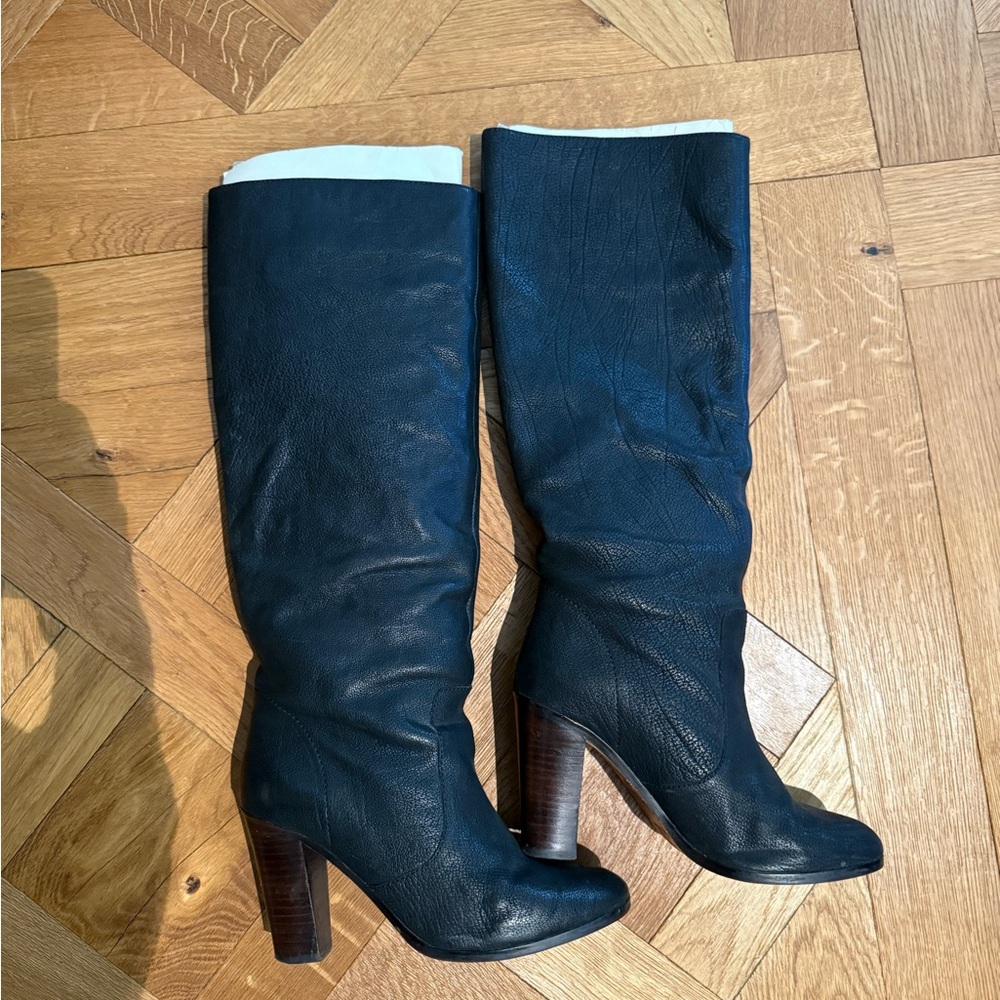 Uterque Brown/Black Over the Knee Boots
